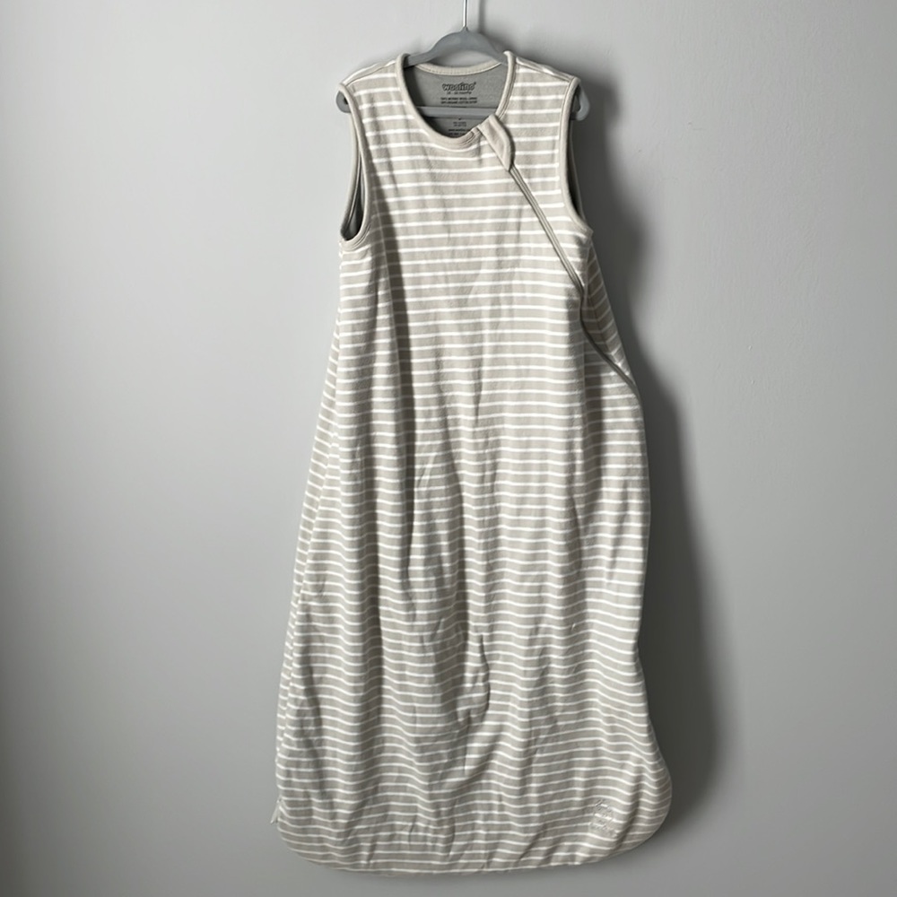 Sleeveless Gray & White Striped Baby Sleep Sack